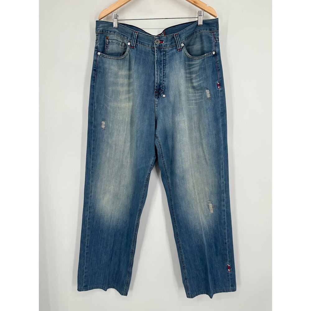 COOGI Men’s Jeans Logo Patch Embroidered Straight Leg Blue, Size 38 x 31